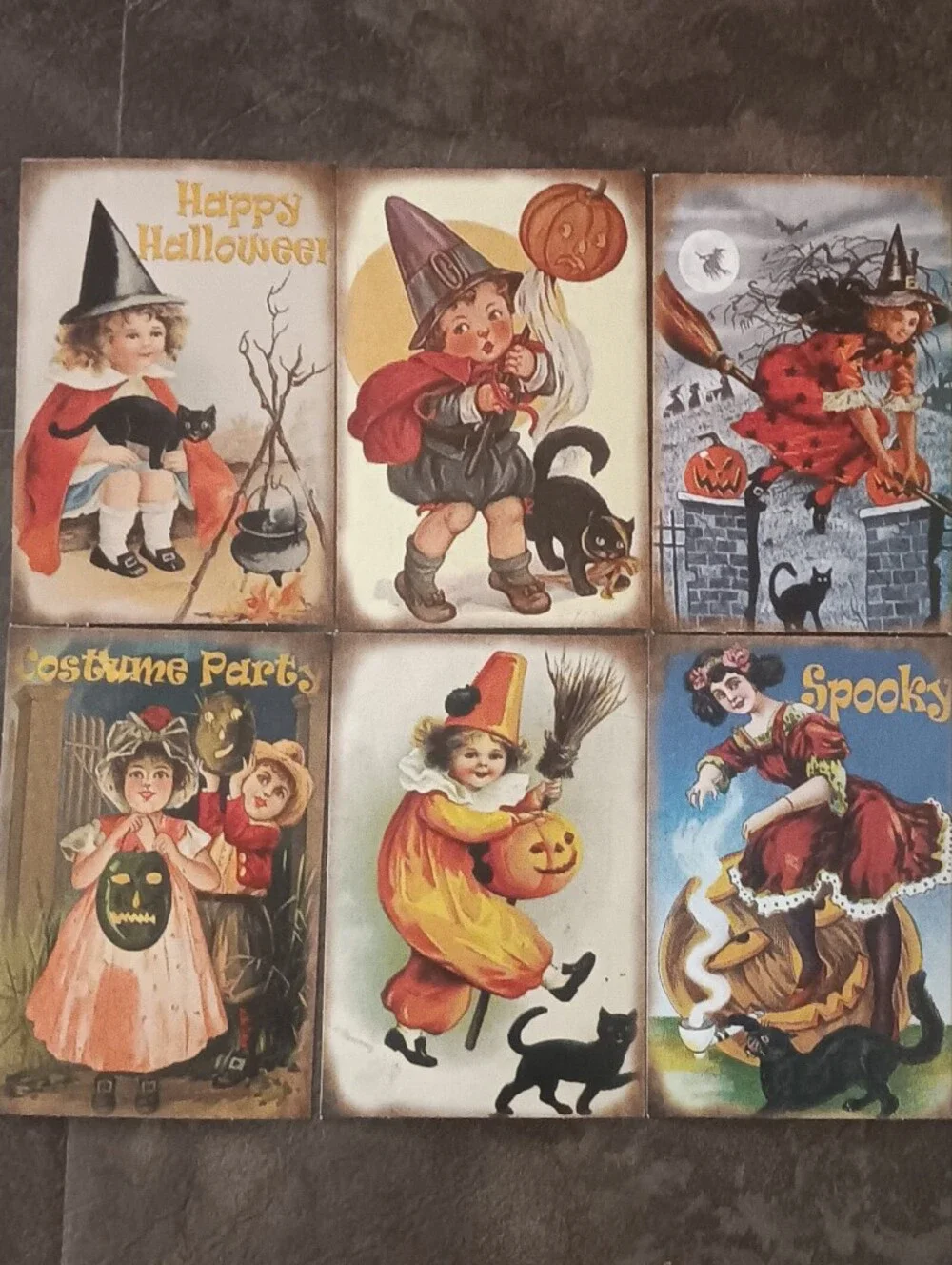 Halloween Postcard Lot Of 8, Vintage Inspired Art 4x6, Pumpkin Witchy Note Cards